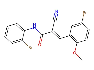 3-(5-bromo-2-methoxyphenyl)-N-(2-bromophenyl)-2-cyanoprop-2-enamide structure