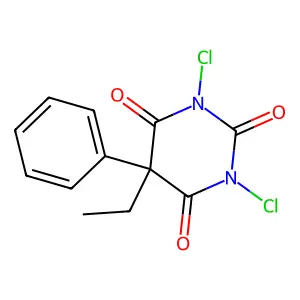 1,3-Dichloro-5-ethyl-5-phenylpyrimidine-2,4,6(1H,3H,5H)-trione structure