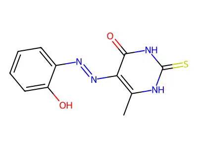 5-[(2-hydroxyphenyl)diazenyl]-6-methyl-2-sulfanylidene-1H-pyrimidin-4-one structure