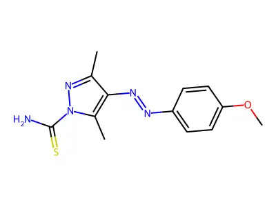4-[(E)-(4-Methoxyphenyl)diazenyl]-3,5-dimethyl-1H-pyrazole-1-carbothioamide structure
