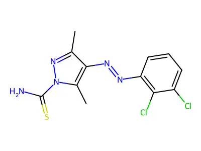 4-[(E)-(2,3-Dichlorophenyl)diazenyl]-3,5-dimethyl-1H-pyrazole-1-carbothioamide structure