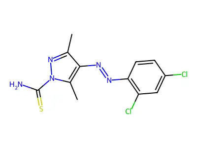 4-[(E)-(2,4-Dichlorophenyl)diazenyl]-3,5-dimethyl-1H-pyrazole-1-carbothioamide structure