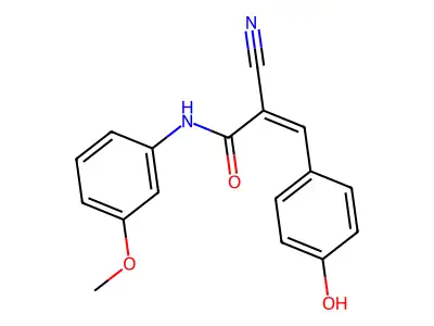 2-cyano-3-(4-hydroxyphenyl)-N-(3-methoxyphenyl)prop-2-enamide structure