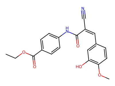 Ethyl 4-[2-cyano-3-(3-hydroxy-4-methoxyphenyl)prop-2-enamido]benzoate structure