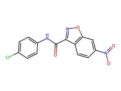 N-(4-chlorophenyl)-6-nitro-1,2-benzoxazole-3-carboxamide structure