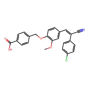 4-({4-[(E)-2-(4-chlorophenyl)-2-cyanoethenyl]-2-methoxyphenoxy}methyl)benzoic acid structure
