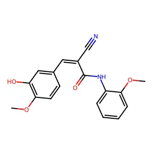 (2E)-2-cyano-3-(3-hydroxy-4-methoxyphenyl)-N-(2-methoxyphenyl)prop-2-enamide structure