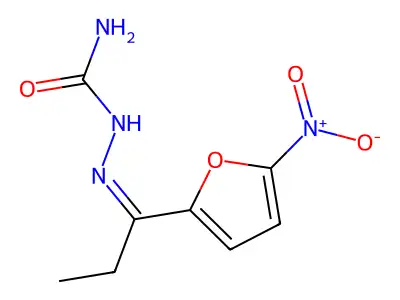 Hydrazinecarboxamide, 2-[1-(5-nitro-2-furanyl)propylidene]- structure