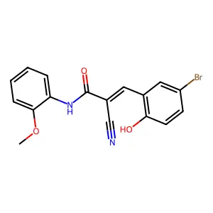 (2E)-3-(5-bromo-2-hydroxyphenyl)-2-cyano-N-(2-methoxyphenyl)prop-2-enamide structure