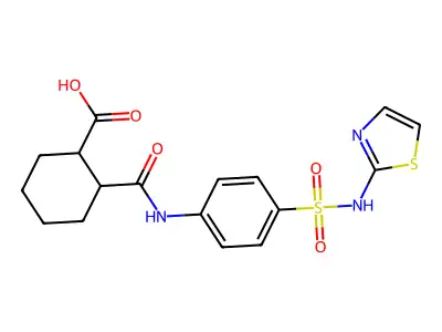 2-[({4-[(1,3-thiazol-2-ylamino)sulfonyl]phenyl}amino)carbonyl]cyclohexanecarboxylic acid structure