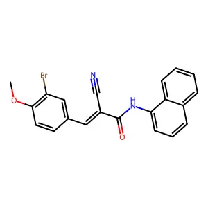 (E)-3-(3-bromo-4-methoxyphenyl)-2-cyano-N-naphthalen-1-ylprop-2-enamide structure