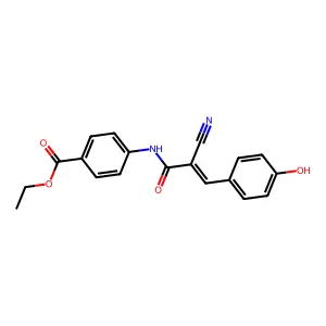 Ethyl 4-[2-cyano-3-(4-hydroxyphenyl)prop-2-enamido]benzoate structure