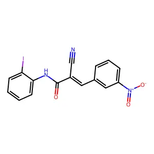 (2E)-2-cyano-N-(2-iodophenyl)-3-(3-nitrophenyl)prop-2-enamide structure