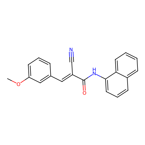 (2E)-2-cyano-3-(3-methoxyphenyl)-N-1-naphthylacrylamide structure