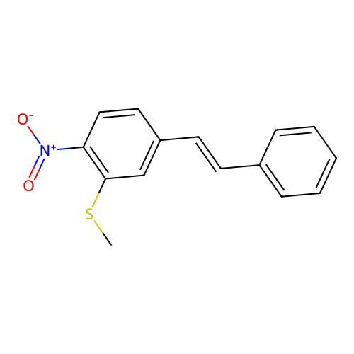 2-methylsulfanyl-1-nitro-4-[(E)-2-phenylethenyl]benzene structure