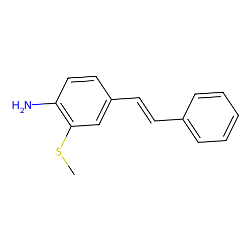 2-methylsulfanyl-4-[(E)-2-phenylethenyl]aniline structure