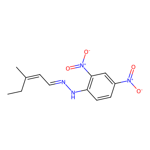 N-(3-methylpent-2-enylideneamino)-2,4-dinitroaniline structure