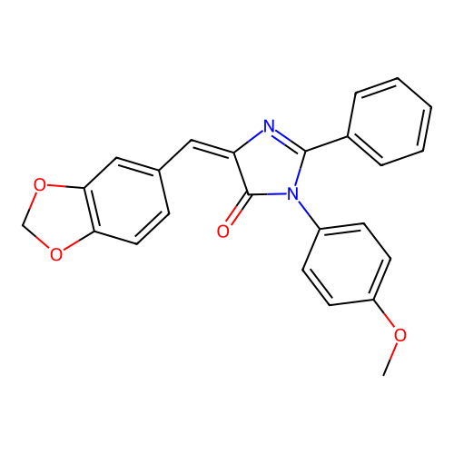 (5E)-5-(1,3-benzodioxol-5-ylmethylidene)-3-(4-methoxyphenyl)-2-phenylimidazol-4-one structure