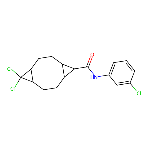 10,10-dichloro-N-(3-chlorophenyl)tricyclo[7.1.0.0~4,6~]decane-5-carboxamide structure