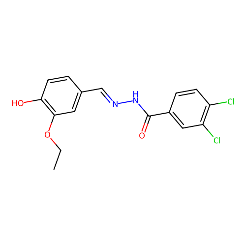 3,4-dichloro-N-[(3-ethoxy-4-hydroxyphenyl)methylideneamino]benzamide structure