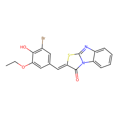 (Z)-2-(3-bromo-5-ethoxy-4-hydroxybenzylidene)benzo[4,5]imidazo[2,1-b]thiazol-3(2H)-one structure