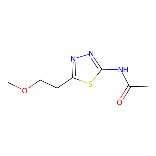 N-[5-(2-methoxyethyl)-1,3,4-thiadiazol-2-yl]acetamide structure