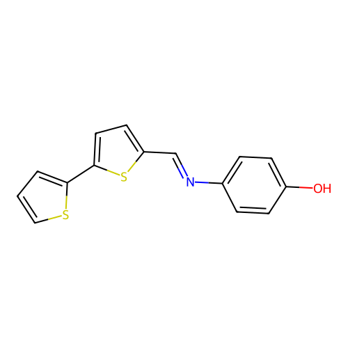 4-[(5-Thiophen-2-ylthiophen-2-yl)methylideneamino]phenol structure