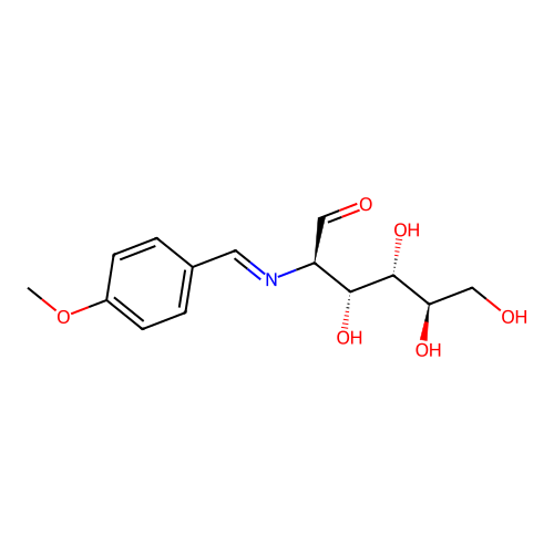 (2R,3R,4S,5R)-3,4,5,6-tetrahydroxy-2-[(4-methoxyphenyl)methylideneamino]hexanal structure