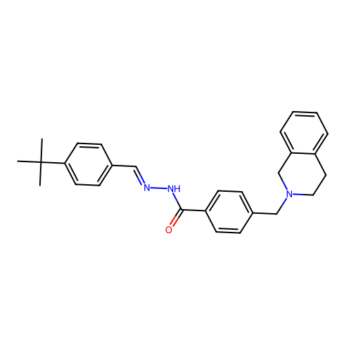 4-(3,4-dihydro-1H-isoquinolin-2-ylmethyl)-N-[(4-tert-butylphenyl)methylideneamino]benzamide structure