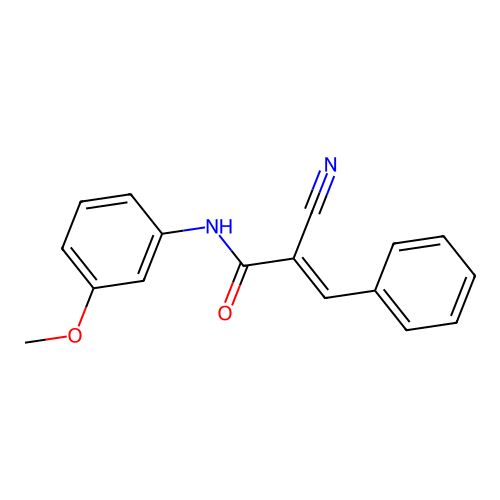 (E)-2-cyano-N-(3-methoxyphenyl)-3-phenylacrylamide structure