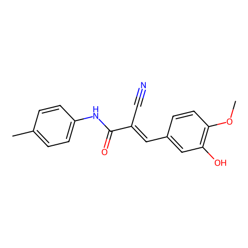 (E)-2-cyano-3-(3-hydroxy-4-methoxyphenyl)-N-(4-methylphenyl)prop-2-enamide structure