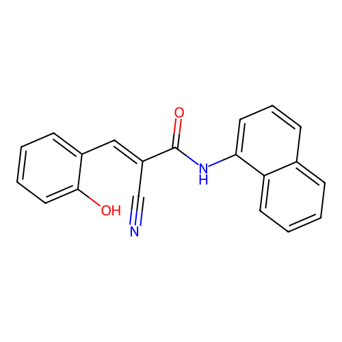 (2E)-2-cyano-3-(2-hydroxyphenyl)-N-(naphthalen-1-yl)prop-2-enamide structure