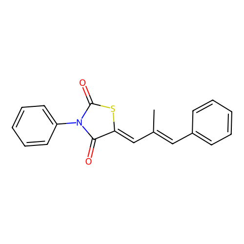 (Z)-5-((E)-2-methyl-3-phenylallylidene)-3-phenylthiazolidine-2,4-dione structure
