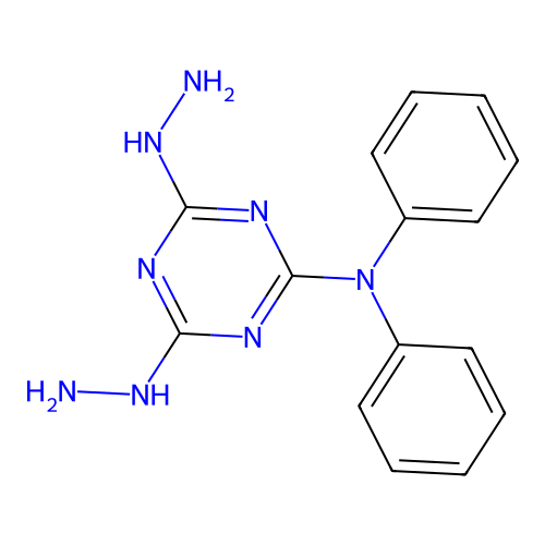 4,6-dihydrazinyl-N,N-diphenyl-1,3,5-triazin-2-amine structure