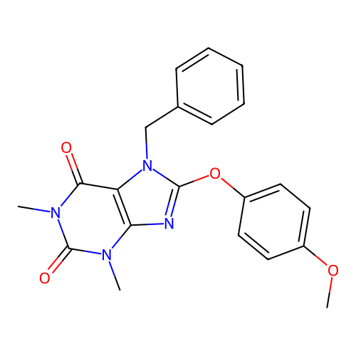 7-Benzyl-8-(4-methoxy-phenoxy)-1,3-dimethyl-3,7-dihydro-purine-2,6-dione structure