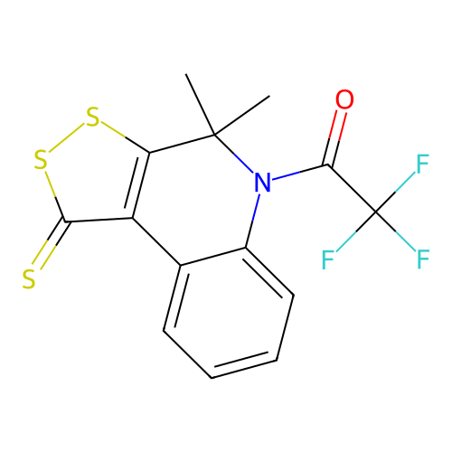 1-(4,4-dimethyl-1-sulfanylidenedithiolo[3,4-c]quinolin-5-yl)-2,2,2-trifluoroethanone structure