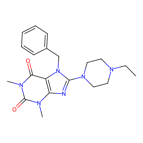 7-benzyl-8-(4-ethylpiperazin-1-yl)-1,3-dimethyl-3,7-dihydro-1H-purine-2,6-dione structure