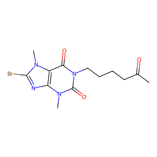 8-Bromo-3,7-dimethyl-1-(5-oxohexyl)purine-2,6-dione structure