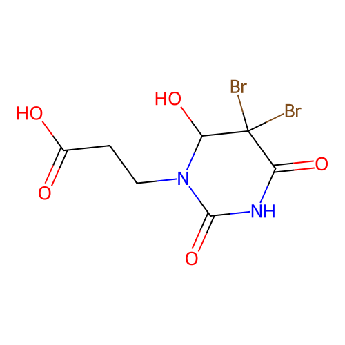 3-(5,5-dibromo-6-hydroxy-2,4-dioxotetrahydropyrimidin-1(2H)-yl)propanoic acid structure