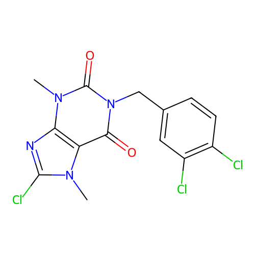 8-chloro-1-(3,4-dichlorobenzyl)-3,7-dimethyl-3,7-dihydro-1H-purine-2,6-dione structure