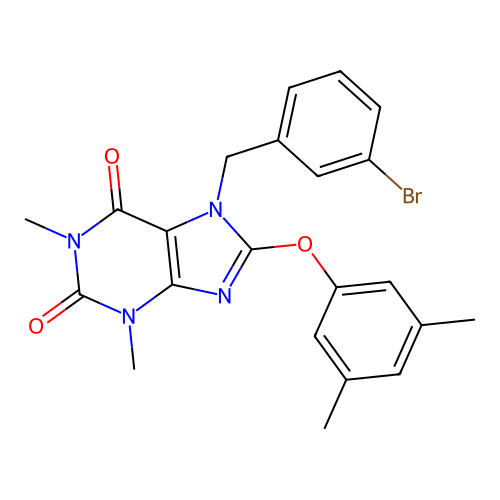 7-(3-bromobenzyl)-8-(3,5-dimethylphenoxy)-1,3-dimethyl-1H-purine-2,6(3H,7H)-dione structure