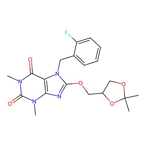 8-[(2,2-dimethyl-1,3-dioxolan-4-yl)methoxy]-7-(2-fluorobenzyl)-1,3-dimethyl-3,7-dihydro-1H-purine-2,6-dione structure