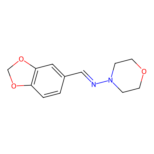 N-[(E)-1,3-benzodioxol-5-ylmethylidene]morpholin-4-amine structure
