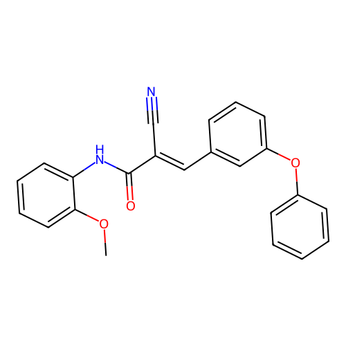 (E)-2-cyano-N-(2-methoxyphenyl)-3-(3-phenoxyphenyl)prop-2-enamide structure
