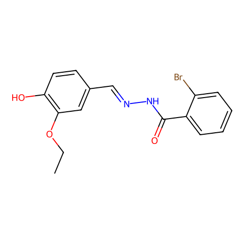 2-bromo-N-[(3-ethoxy-4-hydroxyphenyl)methylideneamino]benzamide structure