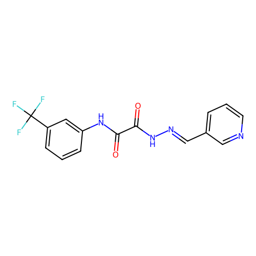 N'-[(E)-3-pyridylmethyleneamino]-N-[3-(trifluoromethyl)phenyl]oxamide structure