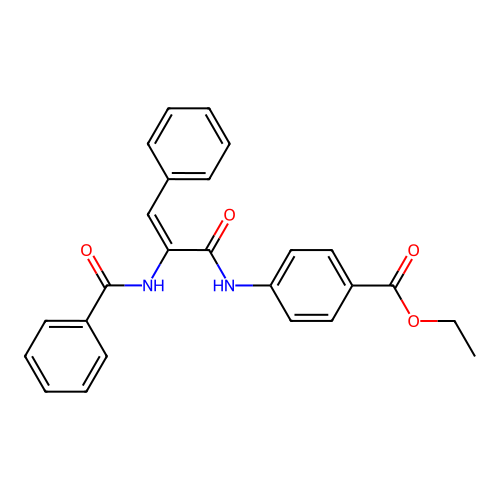 ethyl 4-({(2E)-3-phenyl-2-[(phenylcarbonyl)amino]prop-2-enoyl}amino)benzoate structure