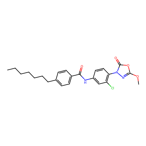 N-(3-Chloro-4-(5-methoxy-2-oxo-1,3,4-oxadiazol-3(2H)-yl)phenyl)-4-heptylbenzamide structure