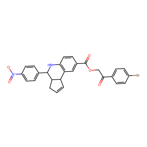 2-(4-bromophenyl)-2-oxoethyl 4-(4-nitrophenyl)-3a,4,5,9b-tetrahydro-3H-cyclopenta[c]quinoline-8-carboxylate structure