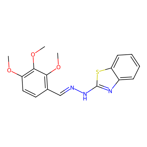 (E)-2-(2-(2,3,4-trimethoxybenzylidene)hydrazinyl)benzo[d]thiazole structure